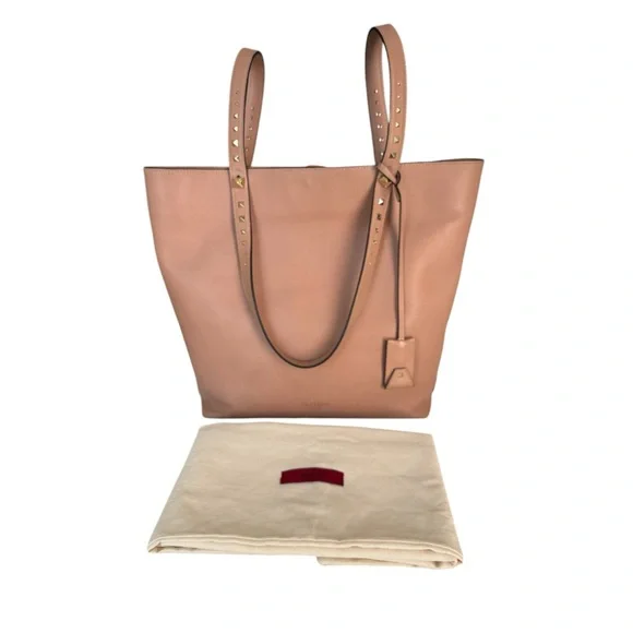 VALENTINO GARAVANI Love Stud Calfskin Leather Tote Pink - Picture 12 of 15